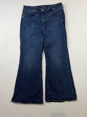 NYDJ Jeans Wide Leg Size 12 Blue Mia Palazzo LiftxTuck High Rise Mid Wash Denim